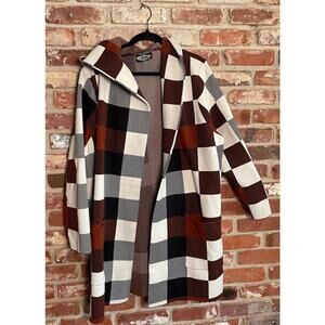 Women's Hooded Plaid Coat Jacket Olive.O Size XL